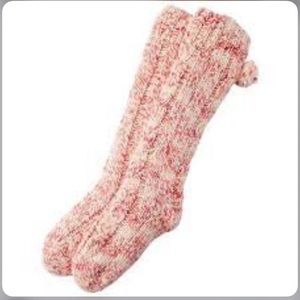 Indigo Candy Cane Cable Reading Socks
